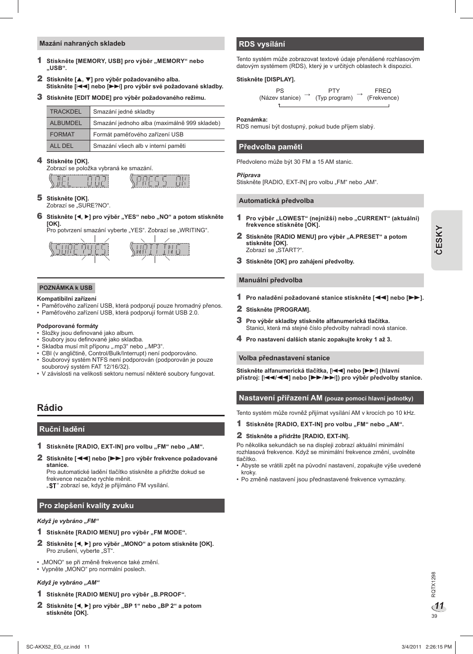 Rádio | Panasonic SCAKX52EG User Manual | Page 39 / 44