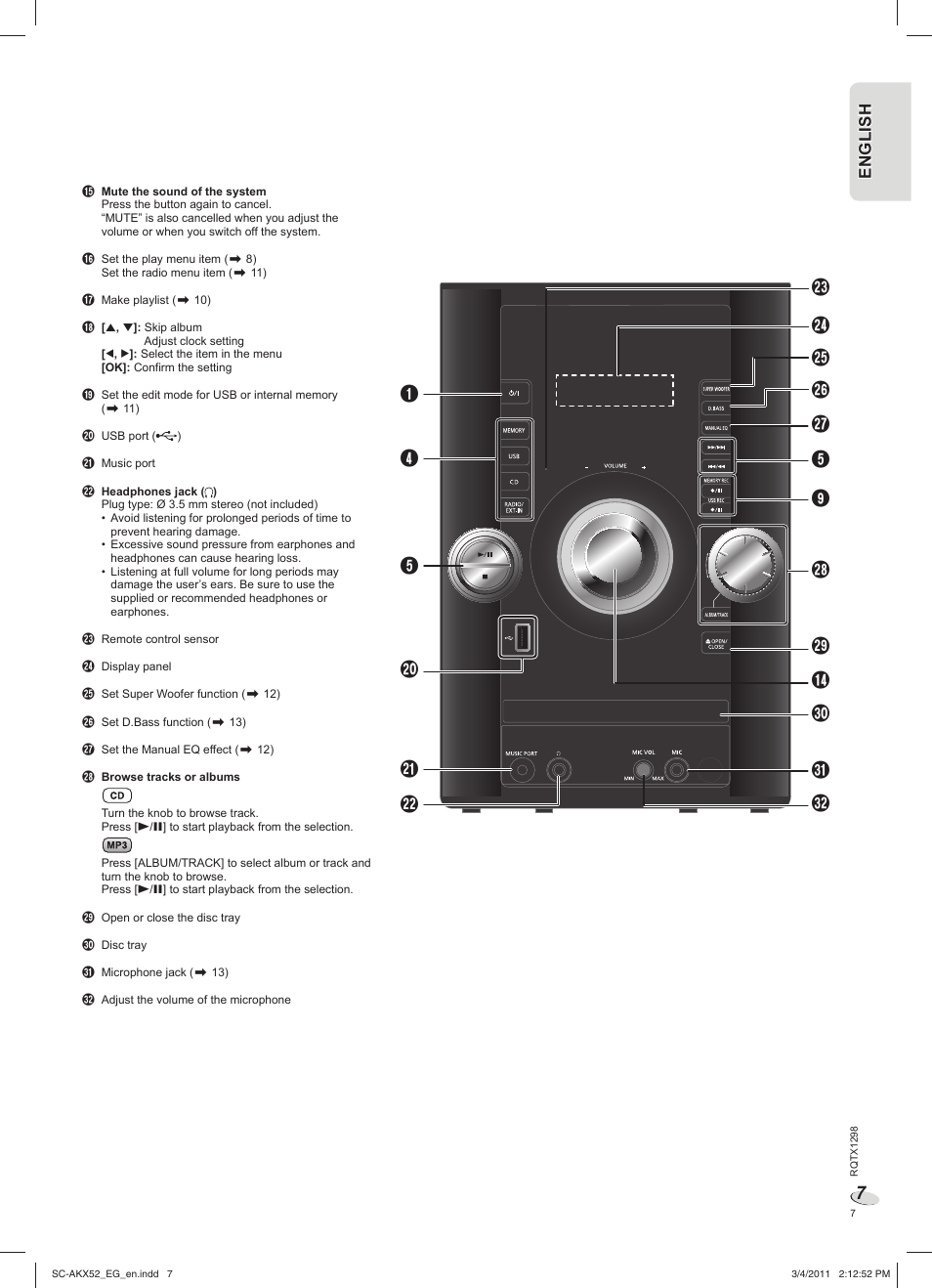 Panasonic SCAKX52EG User Manual | Page 7 / 44