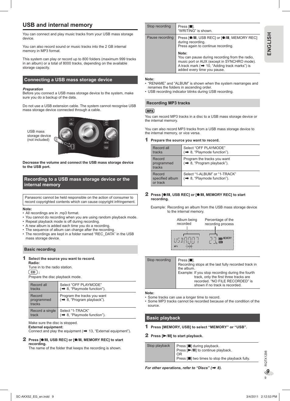 En g l is h engl ish | Panasonic SCAKX52EG User Manual | Page 9 / 44