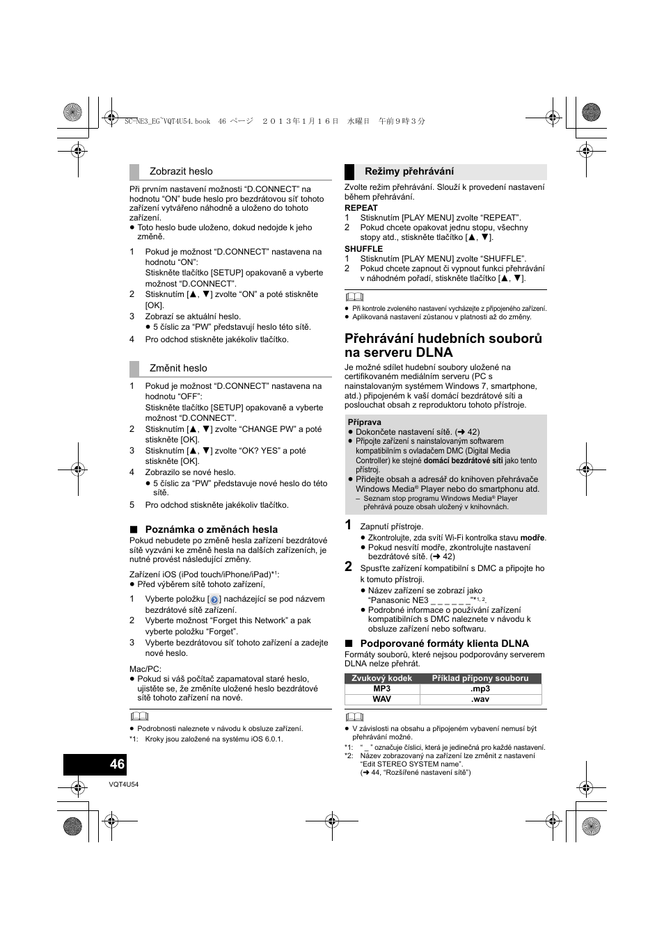 Přehrávání hudebních souborů na serveru dlna | Panasonic SCNE3EG User Manual | Page 46 / 60