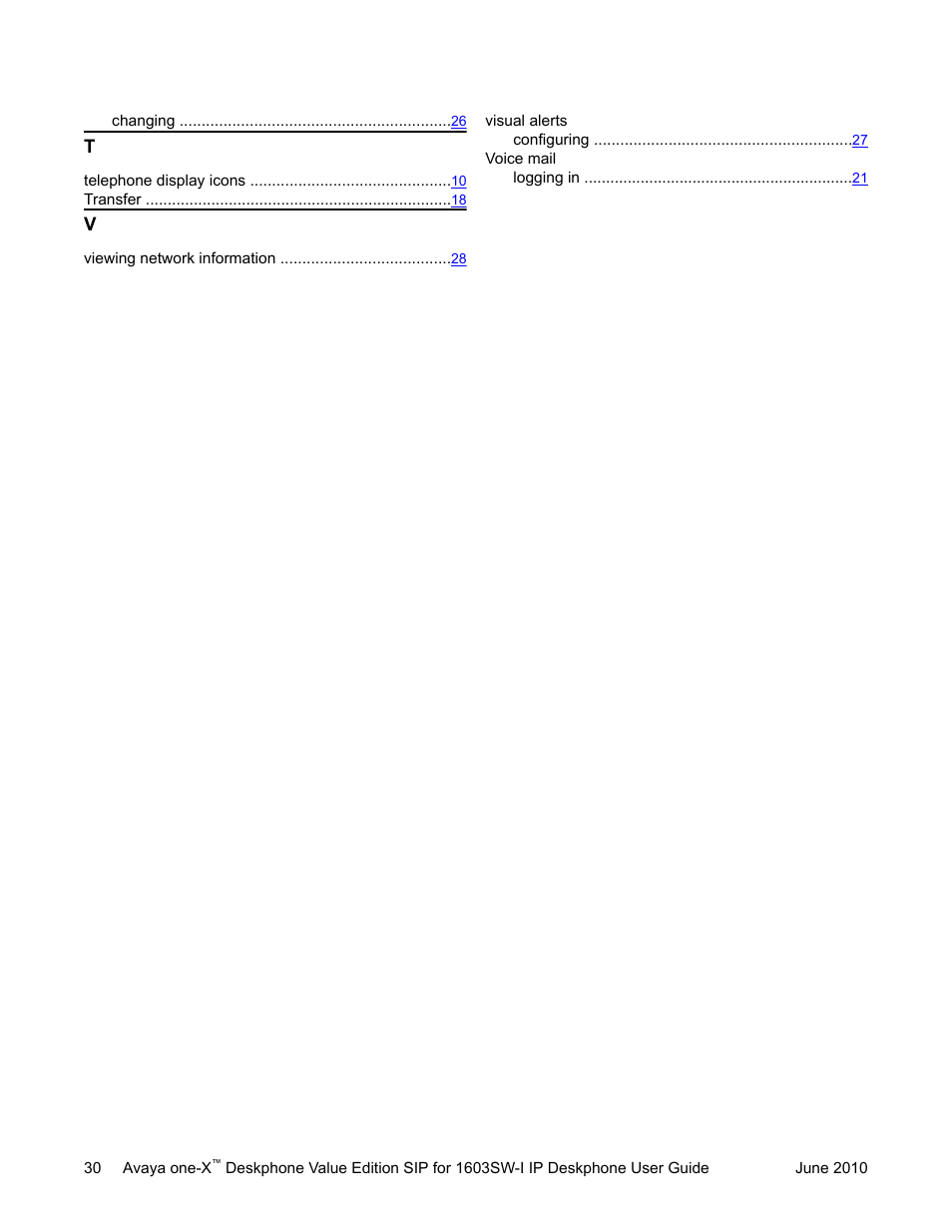 Avaya one-X 16-603578 User Manual | Page 30 / 30