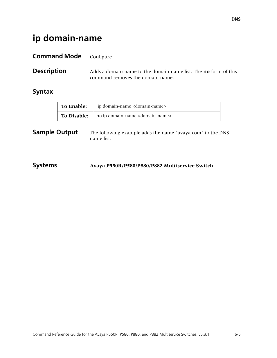 Ip domain-name, Ip domain-name -5 | Avaya Cajun P550R User Manual | Page 102 / 679