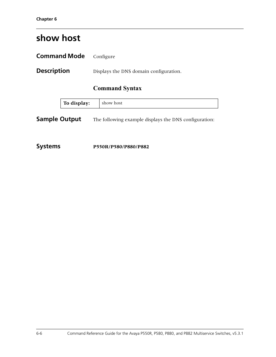 Show host, Show host -6 | Avaya Cajun P550R User Manual | Page 103 / 679