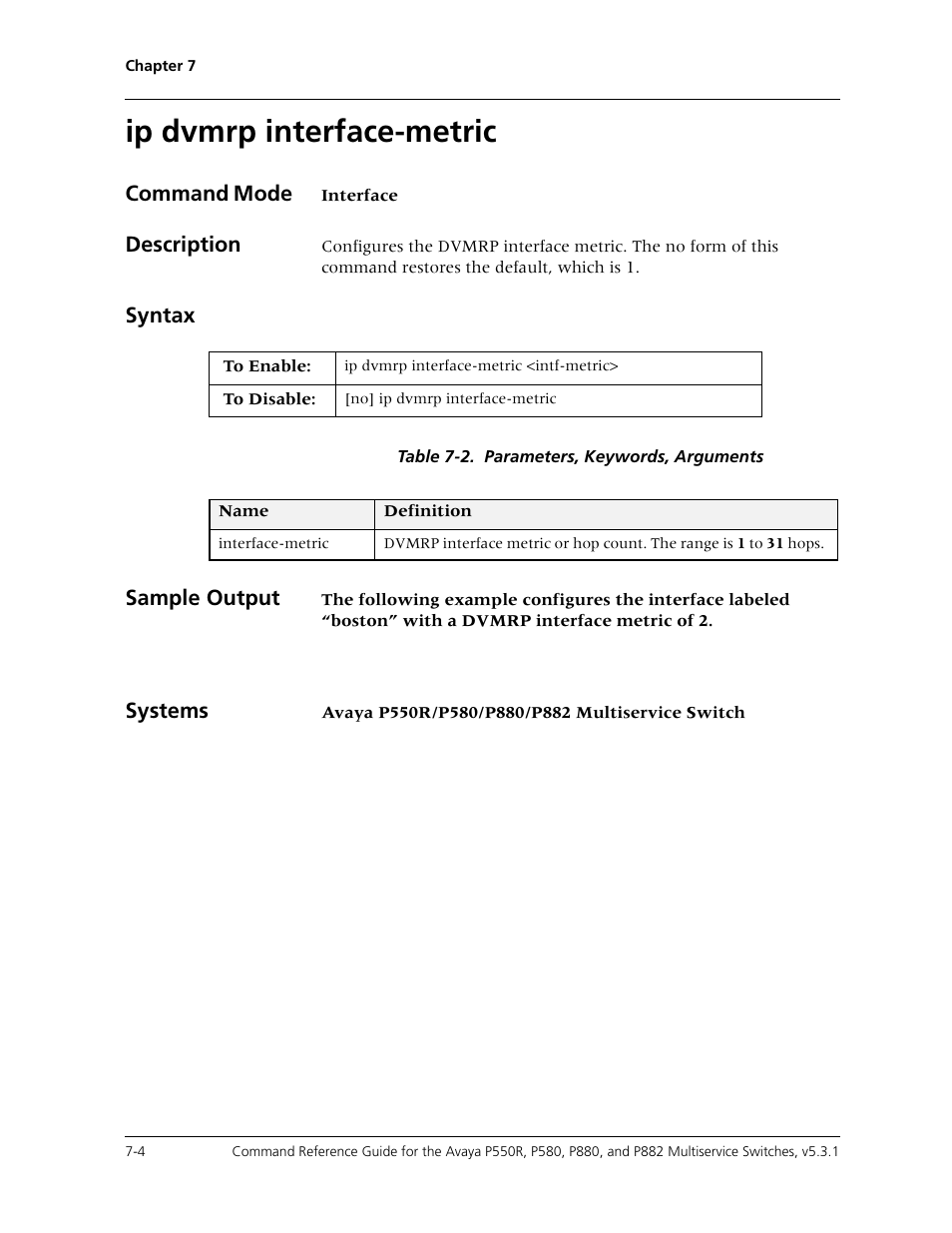 Ip dvmrp interface-metric, Ip dvmrp interface-metric -4 | Avaya Cajun P550R User Manual | Page 107 / 679