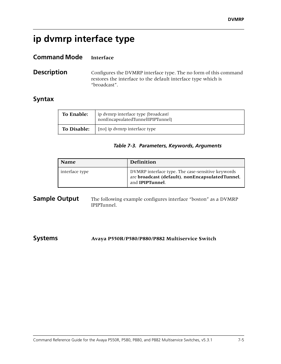 Ip dvmrp interface type, Ip dvmrp interface type -5 | Avaya Cajun P550R User Manual | Page 108 / 679