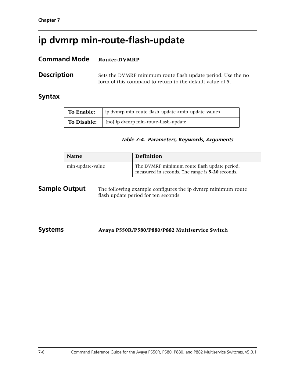 Ip dvmrp min-route-flash-update, Ip dvmrp min-route-flash-update -6 | Avaya Cajun P550R User Manual | Page 109 / 679