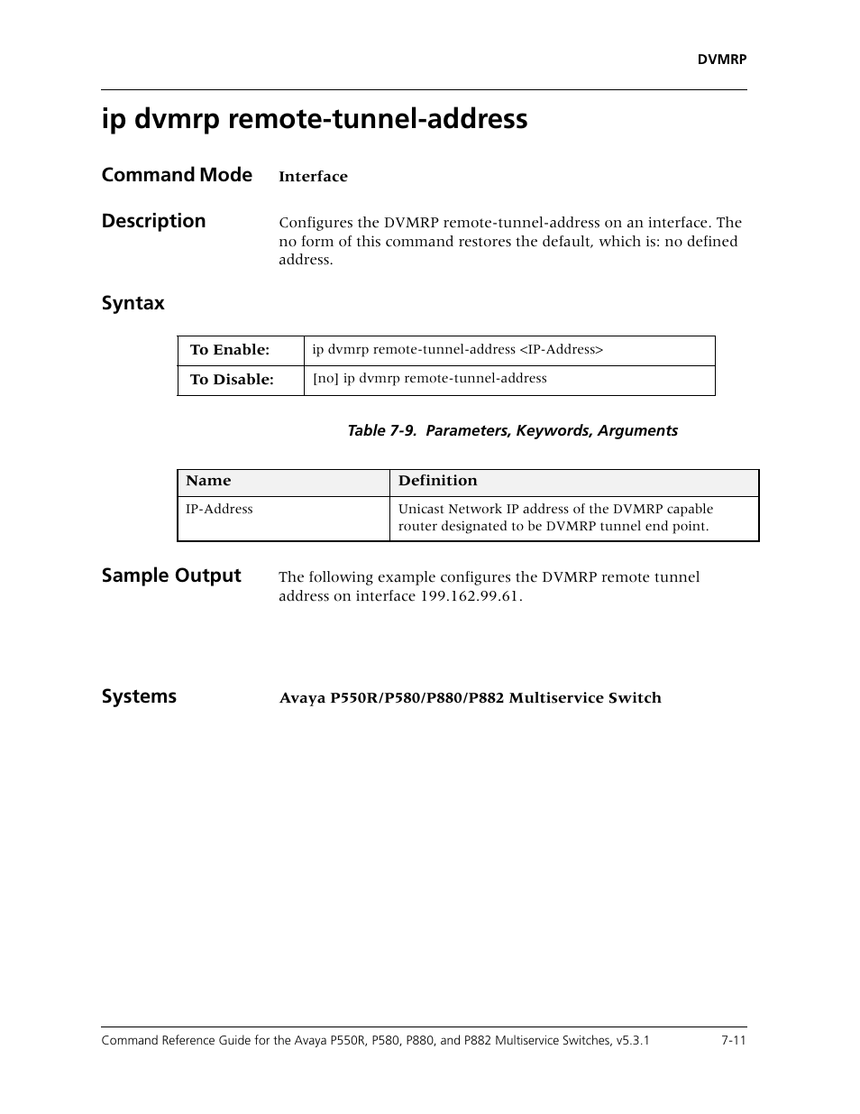 Ip dvmrp remote-tunnel-address, Ip dvmrp remote-tunnel-address -11 | Avaya Cajun P550R User Manual | Page 114 / 679
