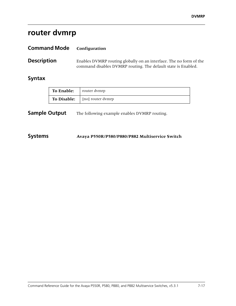 Router dvmrp, Router dvmrp -17 | Avaya Cajun P550R User Manual | Page 120 / 679