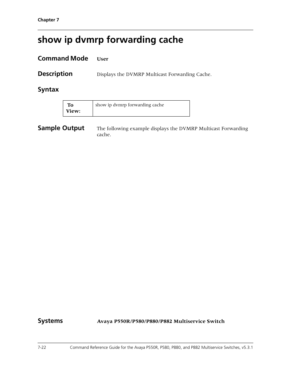 Show ip dvmrp forwarding cache, Show ip dvmrp forwarding cache -22 | Avaya Cajun P550R User Manual | Page 125 / 679