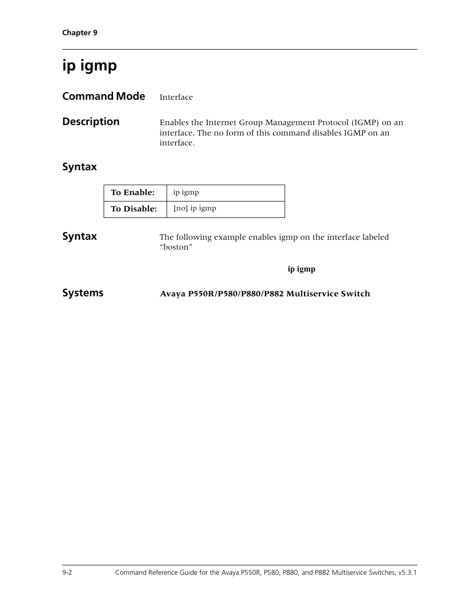 Ip igmp, Ip igmp -2 | Avaya Cajun P550R User Manual | Page 139 / 679