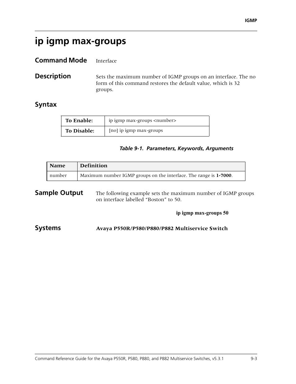 Ip igmp max-groups, Ip igmp max-groups -3 | Avaya Cajun P550R User Manual | Page 140 / 679