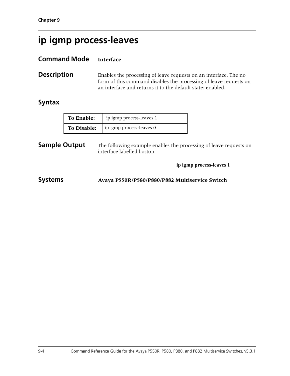 Ip igmp process-leaves, Ip igmp process-leaves -4 | Avaya Cajun P550R User Manual | Page 141 / 679