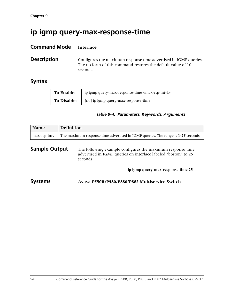 Ip igmp query-max-response-time, Ip igmp query-max-response-time -8 | Avaya Cajun P550R User Manual | Page 145 / 679