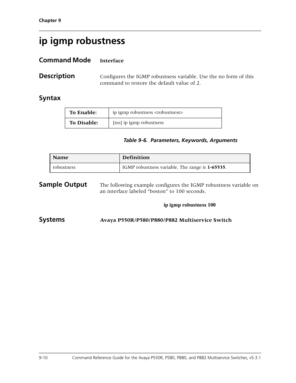 Ip igmp robustness, Ip igmp robustness -10 | Avaya Cajun P550R User Manual | Page 147 / 679