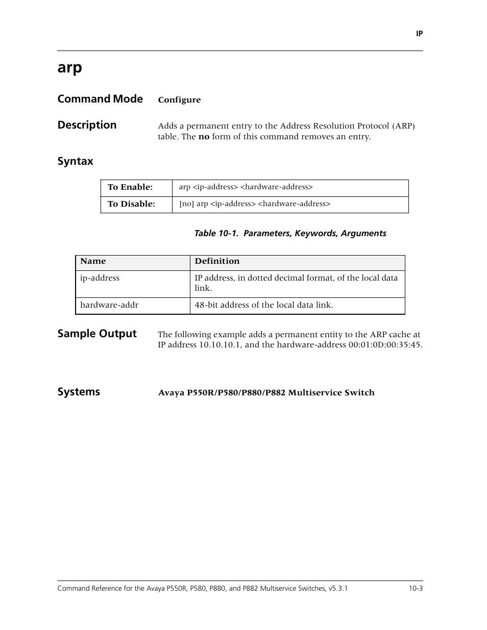 Arp -3 | Avaya Cajun P550R User Manual | Page 158 / 679