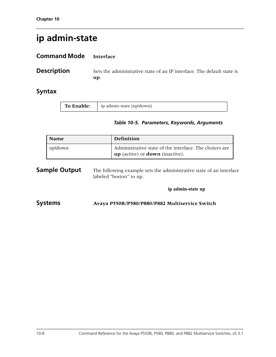 Ip admin-state, Ip admin-state -8 | Avaya Cajun P550R User Manual | Page 163 / 679