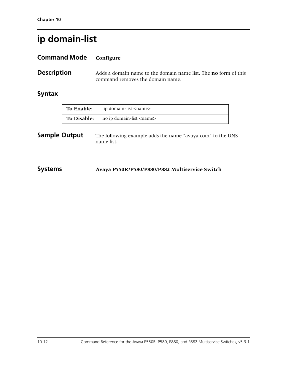 Ip domain-list, Ip domain-list -12 | Avaya Cajun P550R User Manual | Page 167 / 679