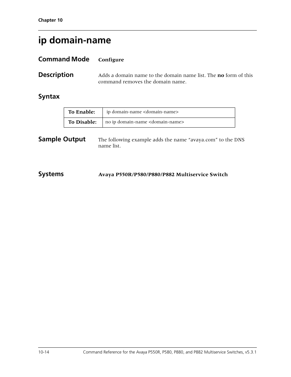 Ip domain-name, Ip domain-name -14 | Avaya Cajun P550R User Manual | Page 169 / 679