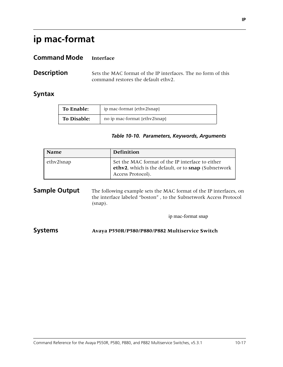 Ip mac-format, Ip mac-format -17 | Avaya Cajun P550R User Manual | Page 172 / 679