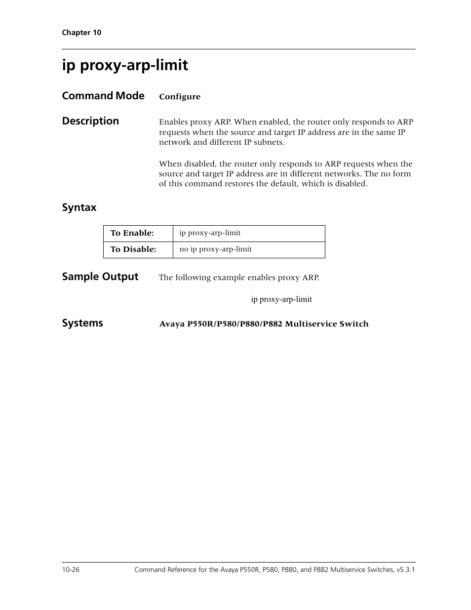 Ip proxy-arp-limit, Ip proxy-arp-limit -26 | Avaya Cajun P550R User Manual | Page 181 / 679