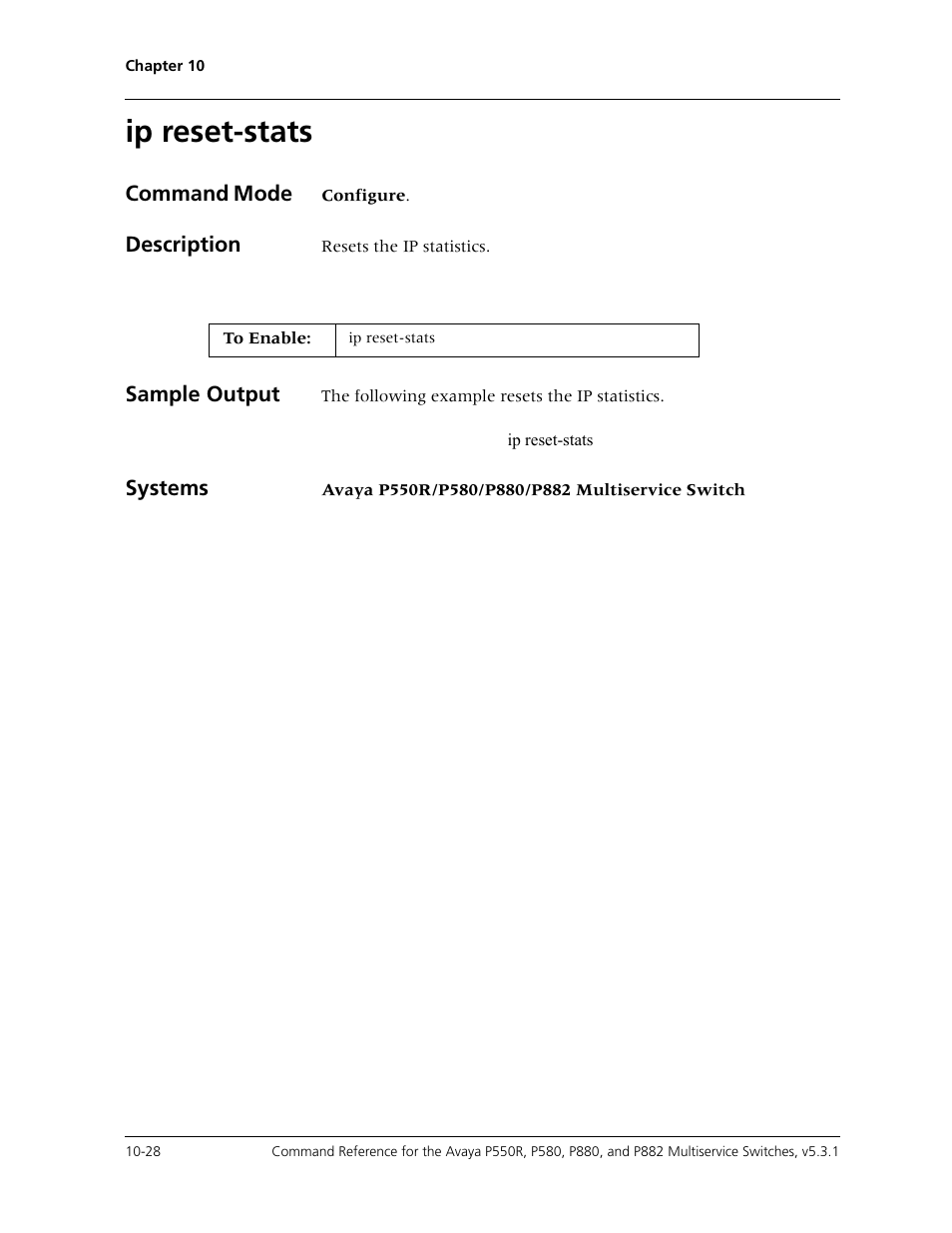 Ip reset-stats, Ip reset-stats -28 | Avaya Cajun P550R User Manual | Page 183 / 679