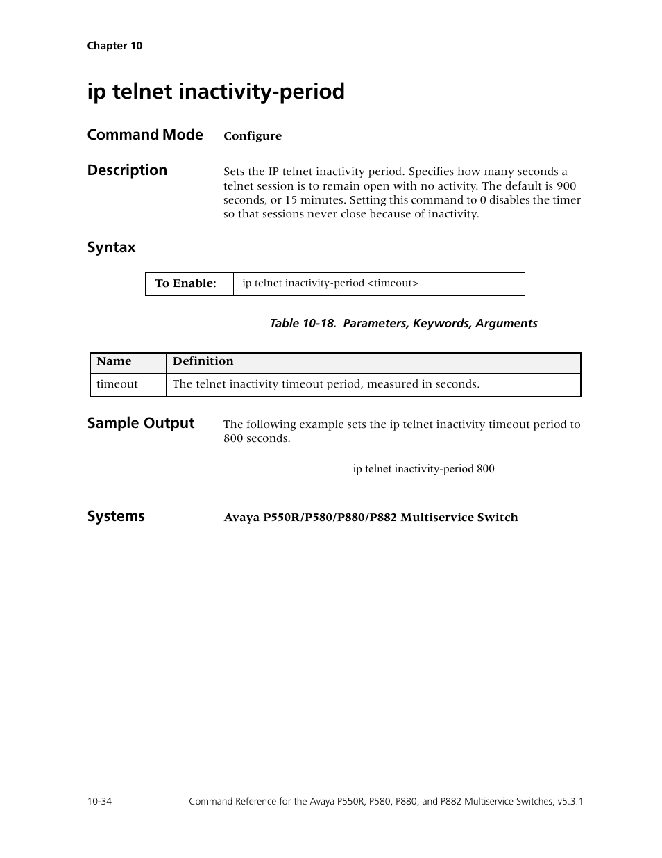 Ip telnet inactivity-period, Ip telnet inactivity-period -34 | Avaya Cajun P550R User Manual | Page 189 / 679