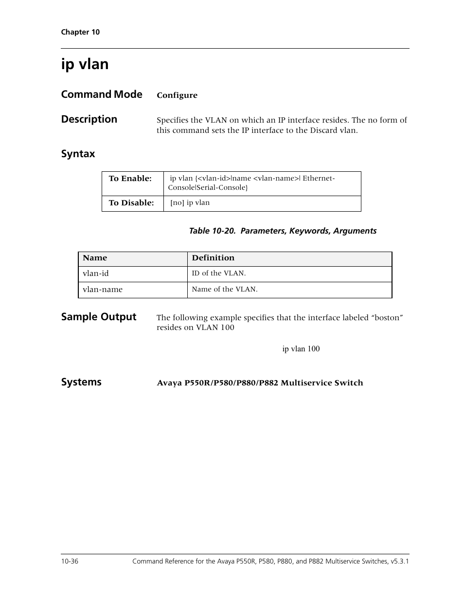 Ip vlan, Ip vlan -36 | Avaya Cajun P550R User Manual | Page 191 / 679