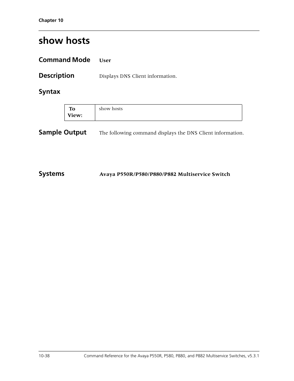 Show hosts, Show hosts -38 | Avaya Cajun P550R User Manual | Page 193 / 679