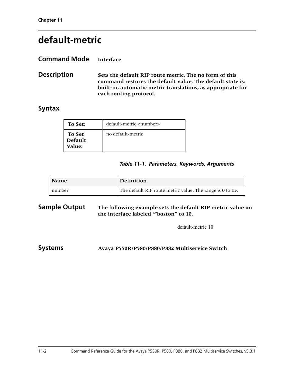 Default-metric, Default-metric -2 | Avaya Cajun P550R User Manual | Page 203 / 679