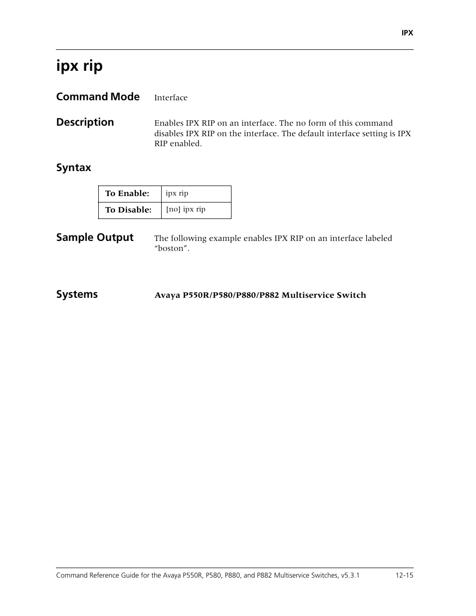 Ipx rip, Ipx rip -15 | Avaya Cajun P550R User Manual | Page 232 / 679