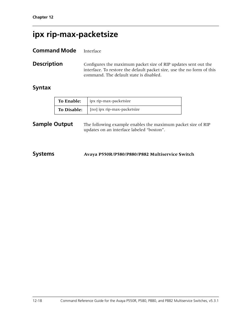 Ipx rip-max-packetsize, Ipx rip-max-packetsize -18 | Avaya Cajun P550R User Manual | Page 235 / 679