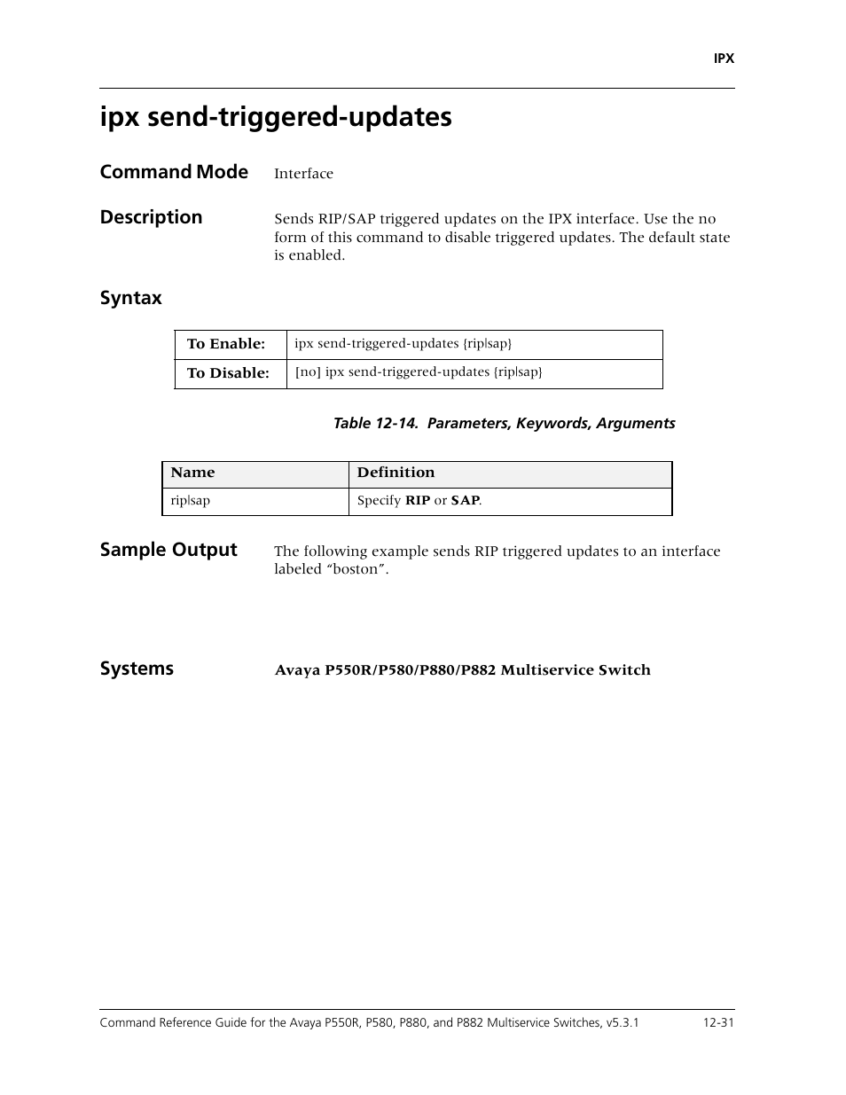 Ipx send-triggered-updates, Ipx send-triggered-updates -31 | Avaya Cajun P550R User Manual | Page 248 / 679