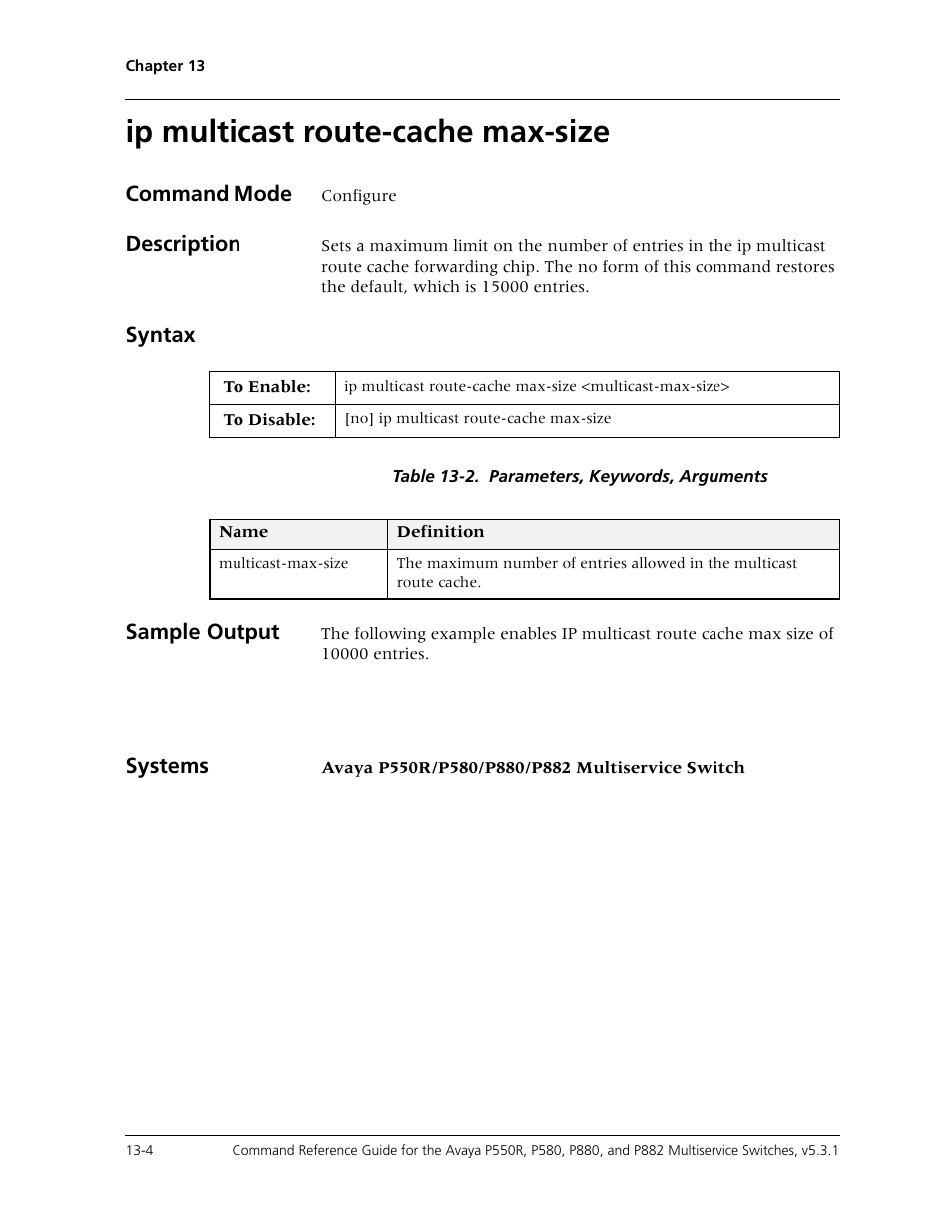 Ip multicast route-cache max-size, Ip multicast route-cache max-size -4 | Avaya Cajun P550R User Manual | Page 263 / 679