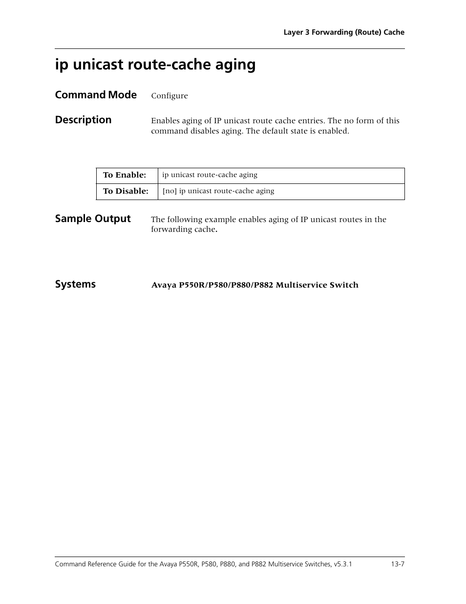 Ip unicast route-cache aging, Ip unicast route-cache aging -7 | Avaya Cajun P550R User Manual | Page 266 / 679