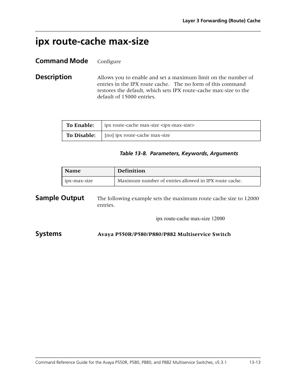 Ipx route-cache max-size, Ipx route-cache max-size -13 | Avaya Cajun P550R User Manual | Page 272 / 679