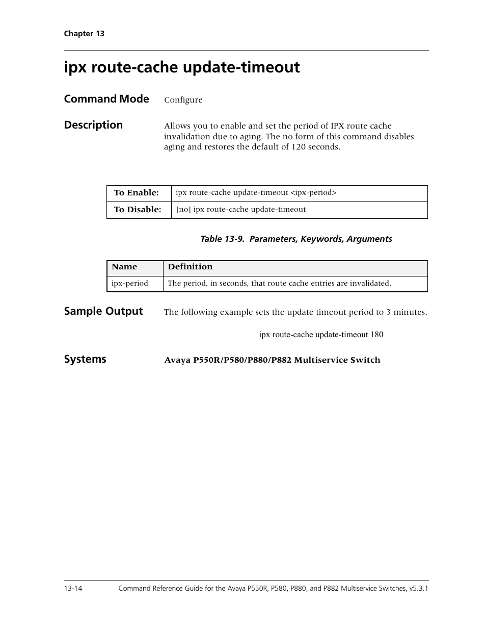 Ipx route-cache update-timeout, Ipx route-cache update-timeout -14 | Avaya Cajun P550R User Manual | Page 273 / 679