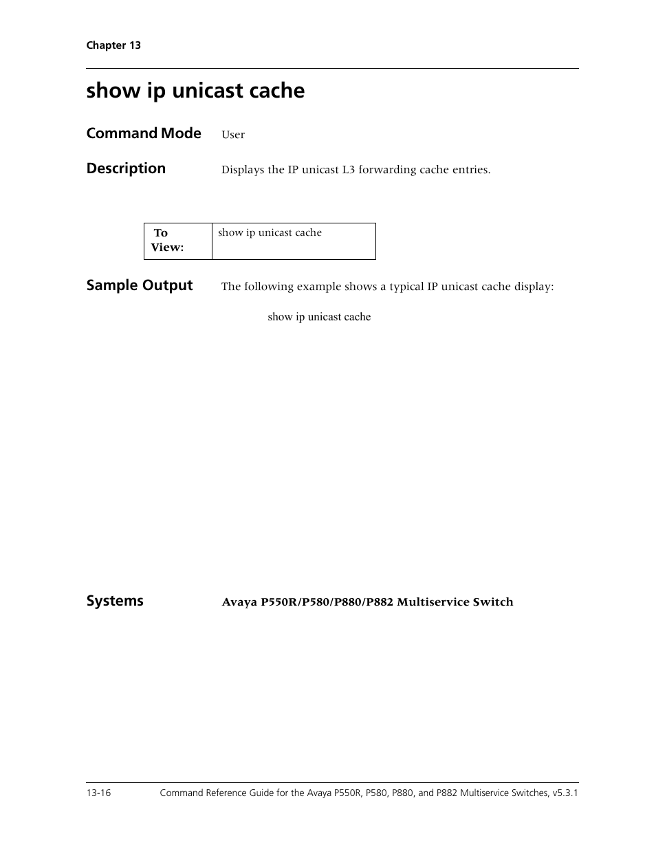 Show ip unicast cache, Show ip unicast cache -16 | Avaya Cajun P550R User Manual | Page 275 / 679