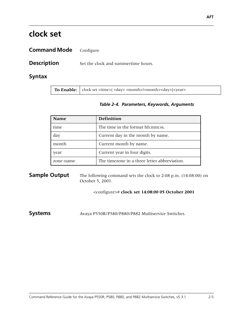 Clock set, Clock set -5 | Avaya Cajun P550R User Manual | Page 28 / 679