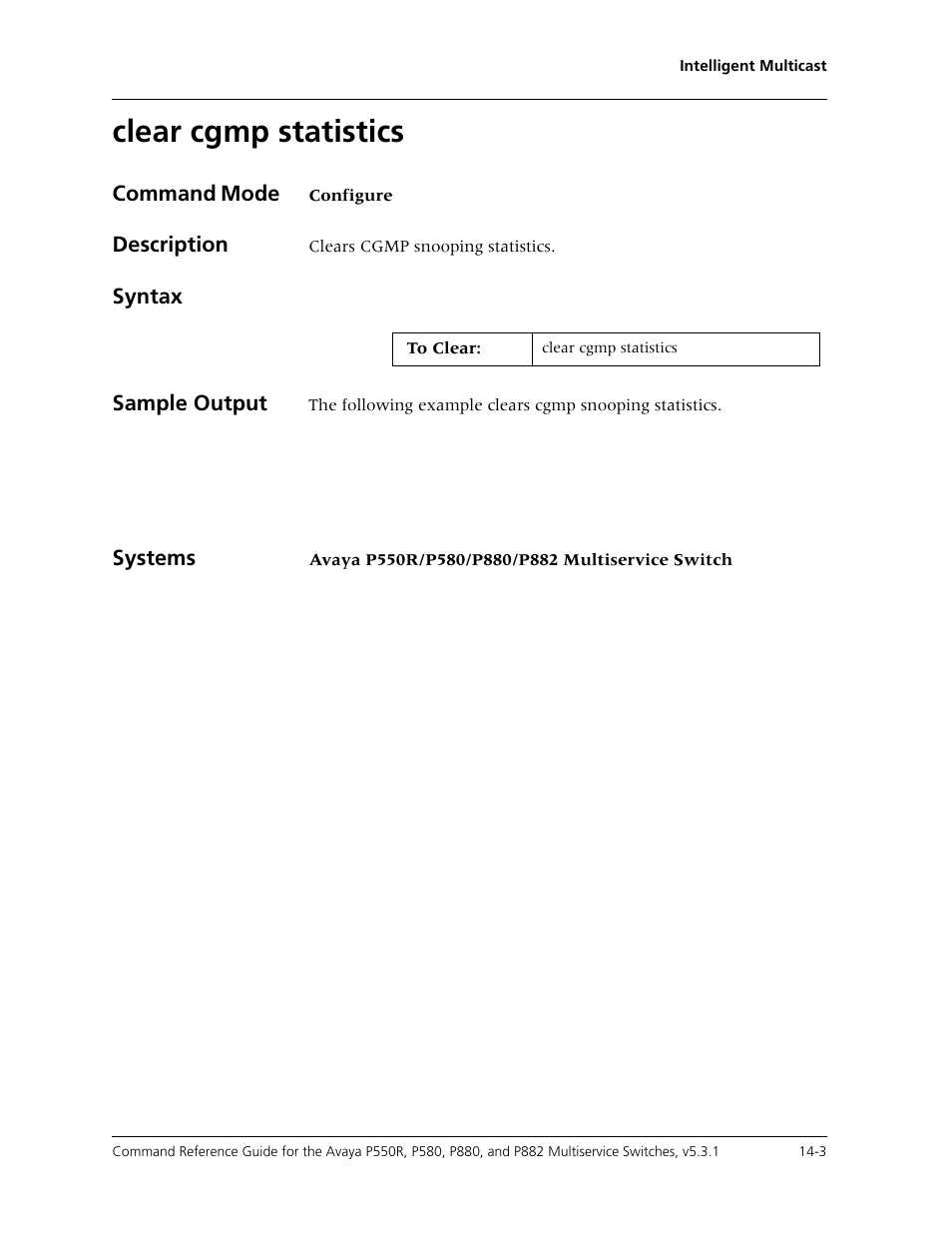 Clear cgmp statistics, Clear cgmp statistics -3 | Avaya Cajun P550R User Manual | Page 280 / 679