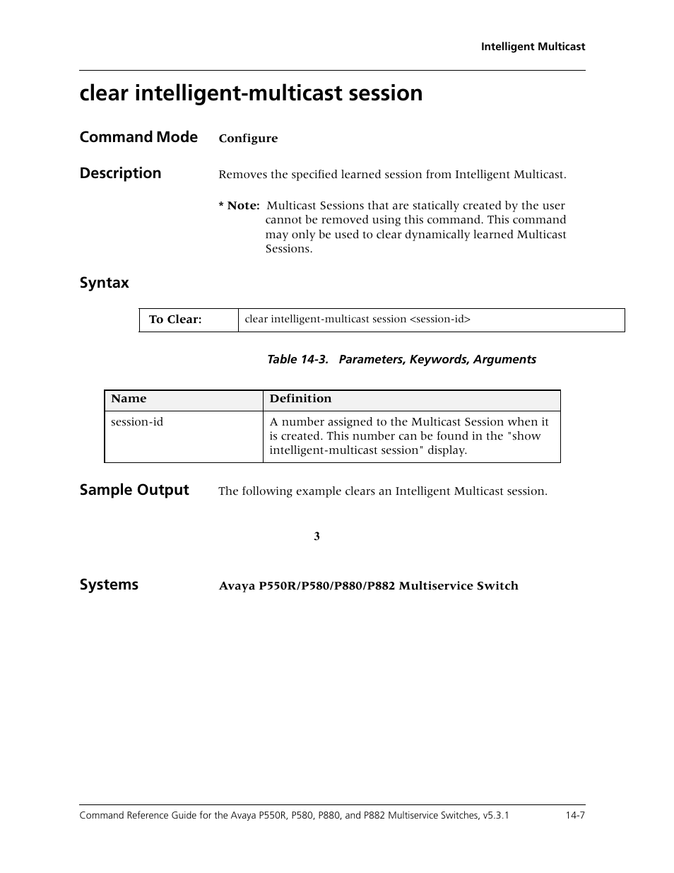 Clear intelligent-multicast session, Clear intelligent-multicast session -7 | Avaya Cajun P550R User Manual | Page 284 / 679