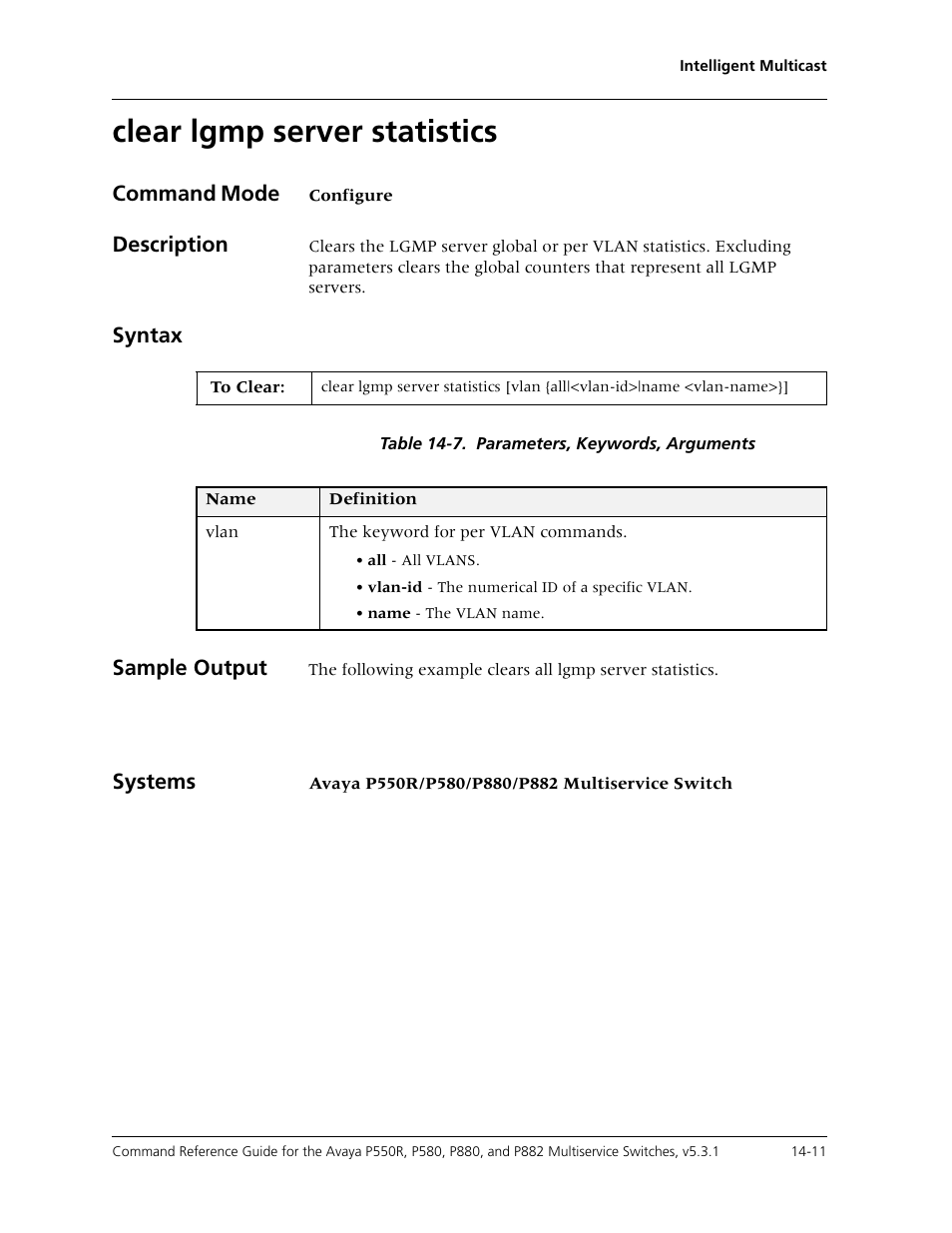 Clear lgmp server statistics, Clear lgmp server statistics -11 | Avaya Cajun P550R User Manual | Page 288 / 679