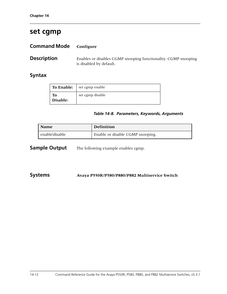 Set cgmp, Set cgmp -12 | Avaya Cajun P550R User Manual | Page 289 / 679