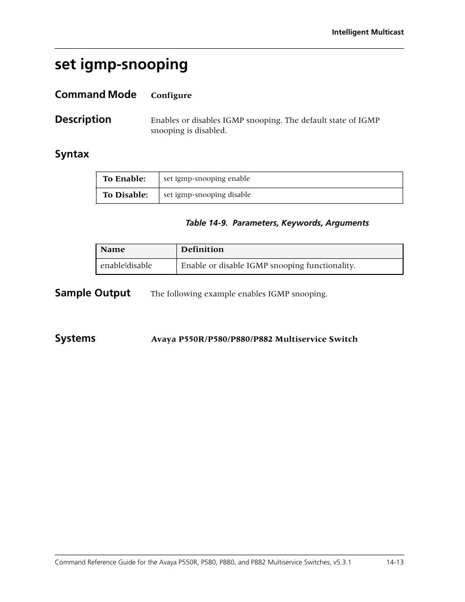 Set igmp-snooping, Set igmp-snooping -13 | Avaya Cajun P550R User Manual | Page 290 / 679