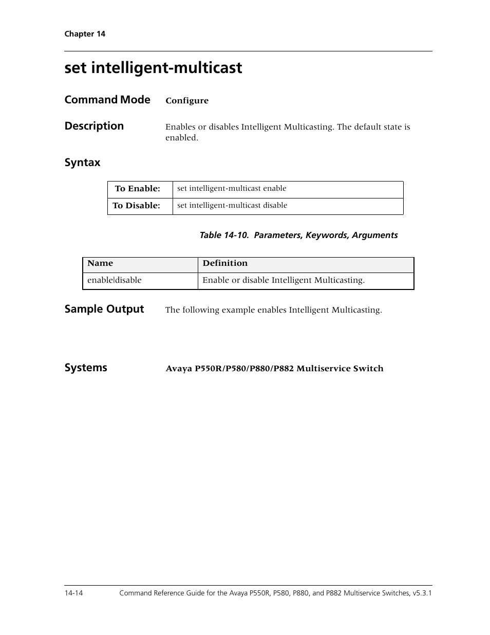 Set intelligent-multicast, Set intelligent-multicast -14 | Avaya Cajun P550R User Manual | Page 291 / 679