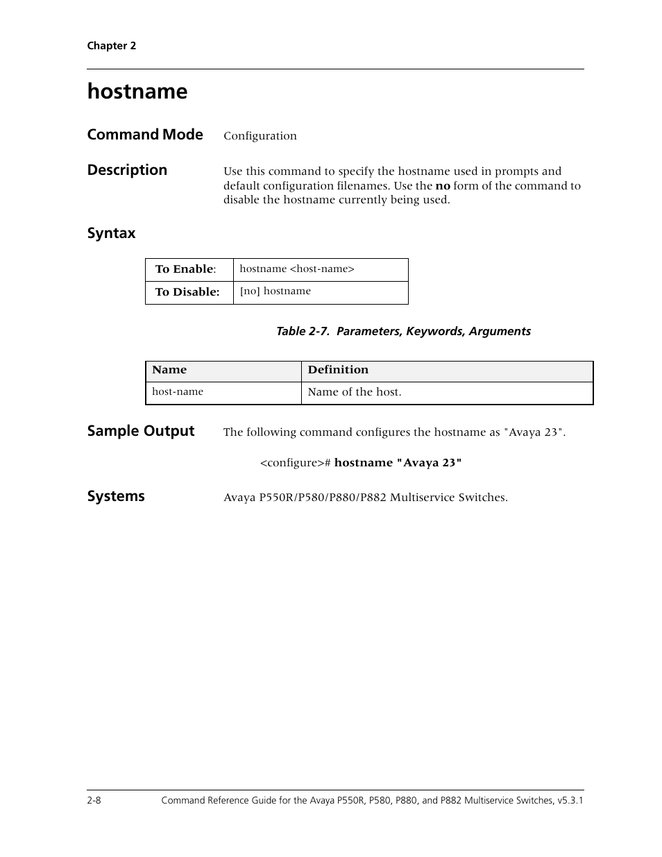 Hostname, Hostname -8 | Avaya Cajun P550R User Manual | Page 31 / 679