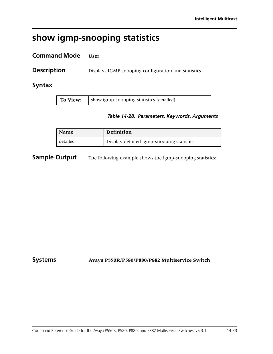 Show igmp-snooping statistics, Show igmp-snooping statistics -33 | Avaya Cajun P550R User Manual | Page 310 / 679