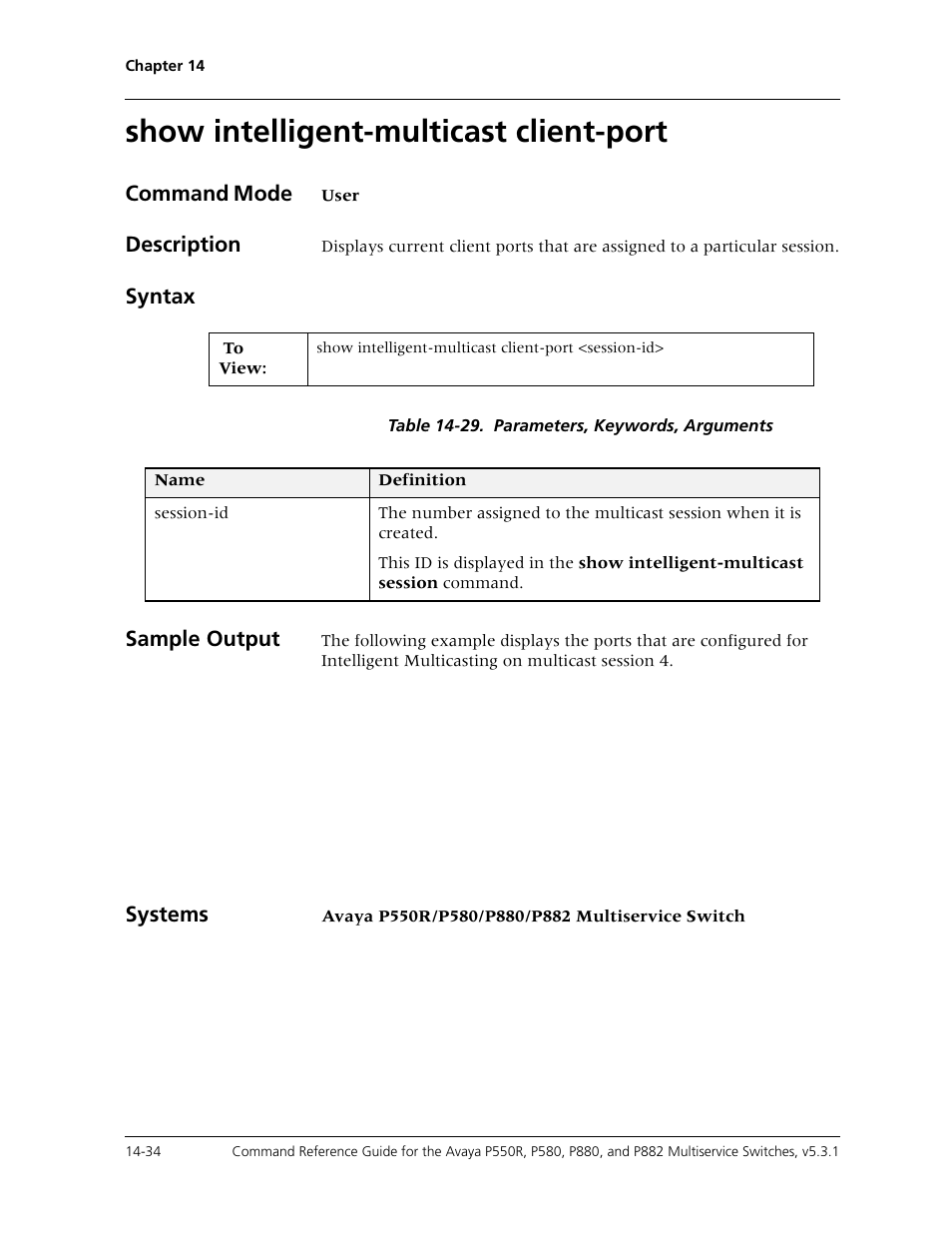 Show intelligent-multicast client-port, Show intelligent-multicast client-port -34 | Avaya Cajun P550R User Manual | Page 311 / 679