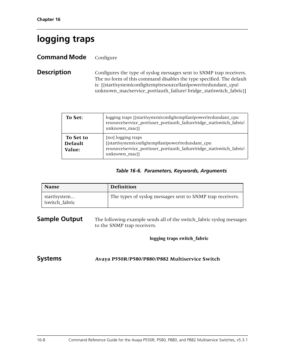 Logging traps, Logging traps -8 | Avaya Cajun P550R User Manual | Page 333 / 679