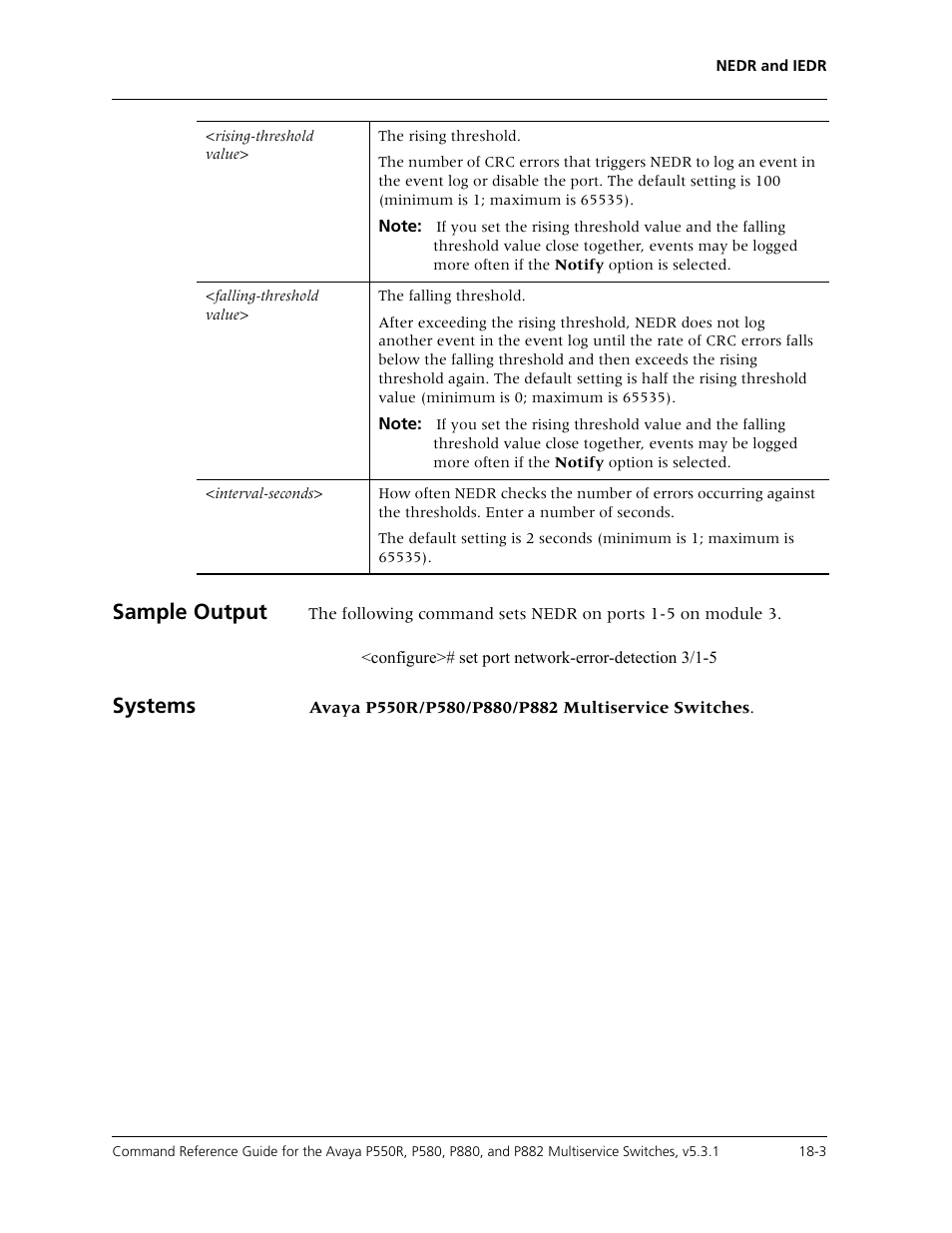 Sample output, Systems | Avaya Cajun P550R User Manual | Page 344 / 679