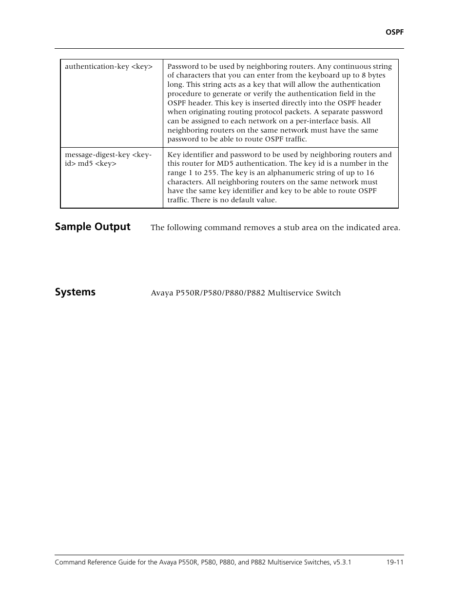 Sample output, Systems | Avaya Cajun P550R User Manual | Page 358 / 679